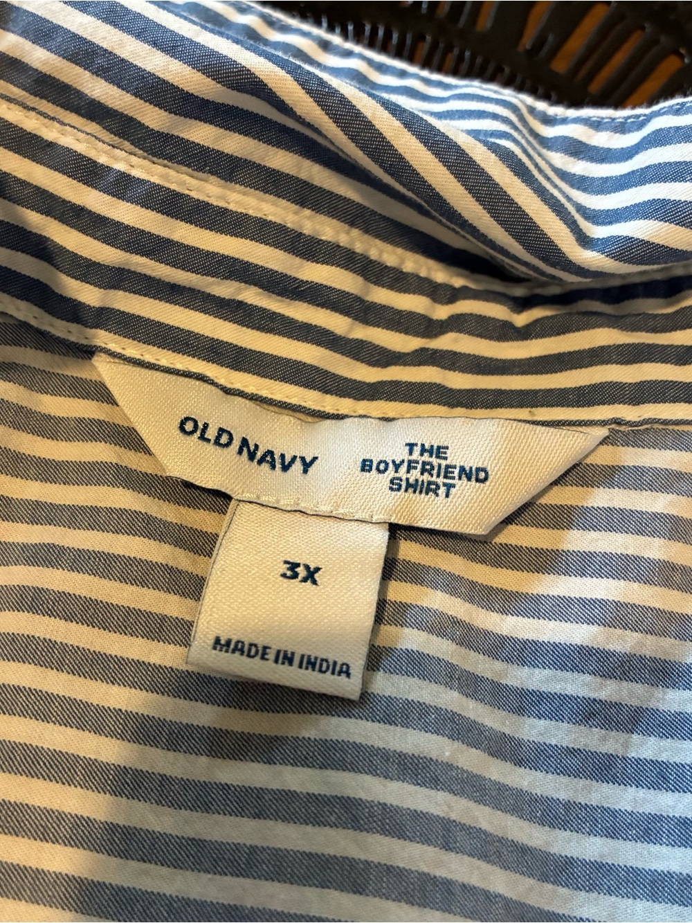 Old Navy Womens 3X Blue White Striped Button Down Shirt Long Sleeve 100% Cotton - Picture 3 of 7